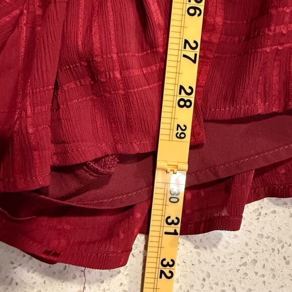 Princess Polly Burgundy Romper Long Puff Sleeves Ruffle Bottom 6 Sexy Holiday - Picture 9 of 9